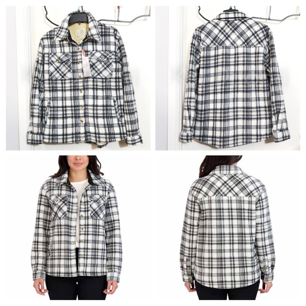 Sage Ladies' Plush Shirt Jacket WHITE